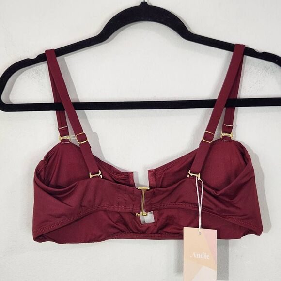 Andie Oxblood Bikini Top Wine Swim Top NWT Medium Burgundy Andie Swim Top - Picture 4 of 10